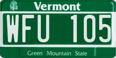 VT license plate WFU105