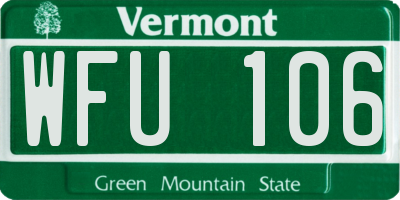 VT license plate WFU106