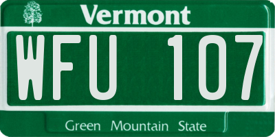 VT license plate WFU107