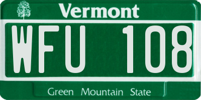 VT license plate WFU108