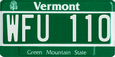 VT license plate WFU110