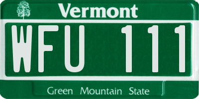 VT license plate WFU111