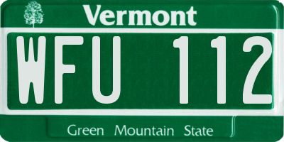 VT license plate WFU112