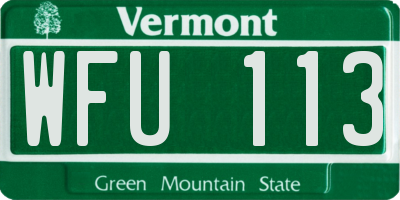 VT license plate WFU113