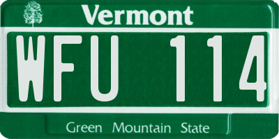 VT license plate WFU114