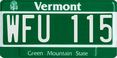 VT license plate WFU115