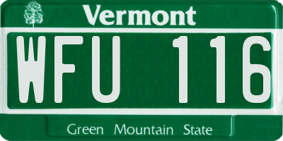 VT license plate WFU116