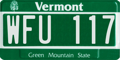 VT license plate WFU117