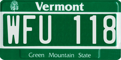 VT license plate WFU118