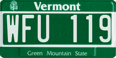 VT license plate WFU119