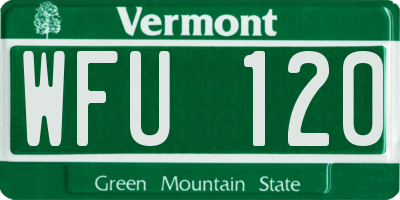 VT license plate WFU120