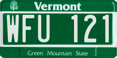 VT license plate WFU121