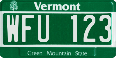 VT license plate WFU123