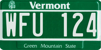 VT license plate WFU124
