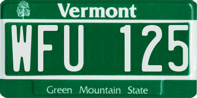 VT license plate WFU125