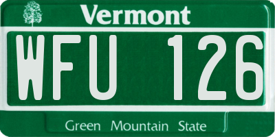 VT license plate WFU126