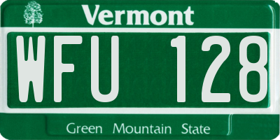VT license plate WFU128