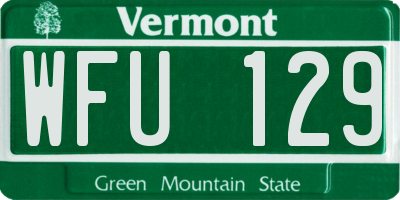 VT license plate WFU129