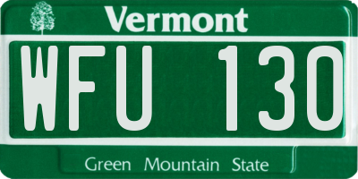 VT license plate WFU130