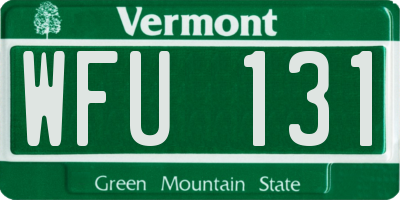 VT license plate WFU131