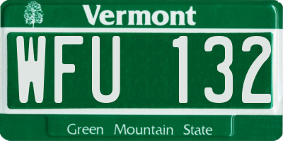 VT license plate WFU132