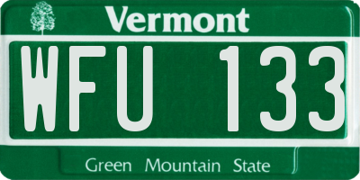 VT license plate WFU133