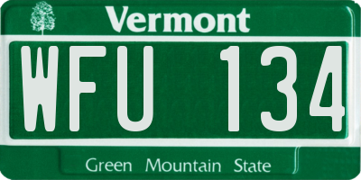 VT license plate WFU134