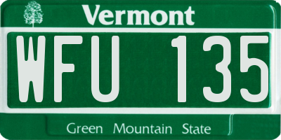 VT license plate WFU135