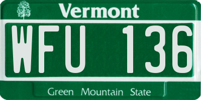 VT license plate WFU136