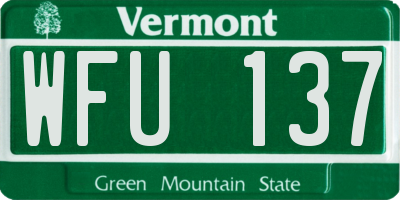 VT license plate WFU137