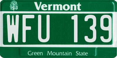 VT license plate WFU139