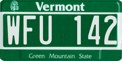 VT license plate WFU142