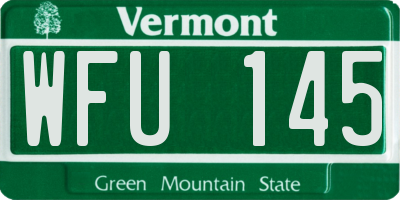 VT license plate WFU145