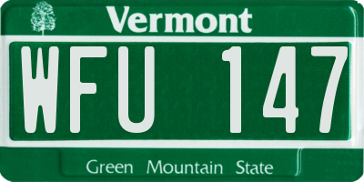 VT license plate WFU147