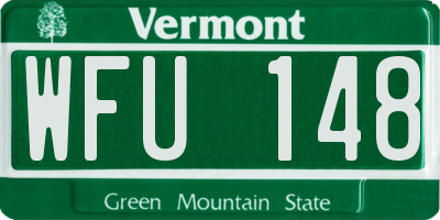 VT license plate WFU148