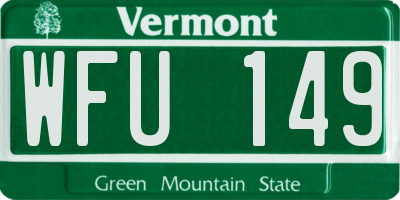 VT license plate WFU149