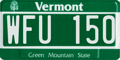 VT license plate WFU150
