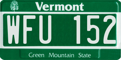 VT license plate WFU152