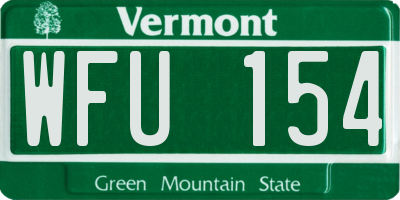 VT license plate WFU154