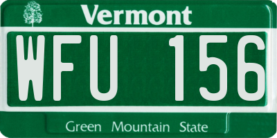 VT license plate WFU156