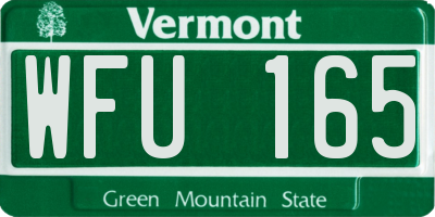 VT license plate WFU165