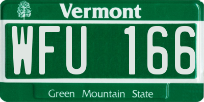 VT license plate WFU166