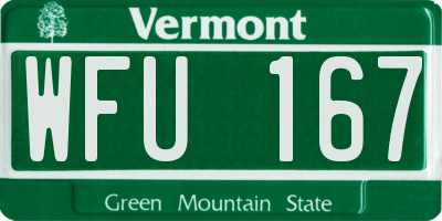 VT license plate WFU167
