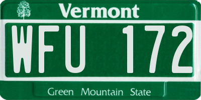 VT license plate WFU172