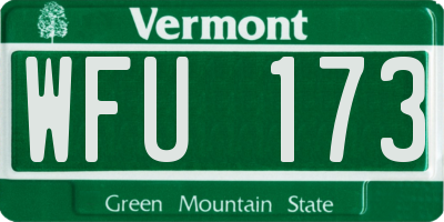 VT license plate WFU173