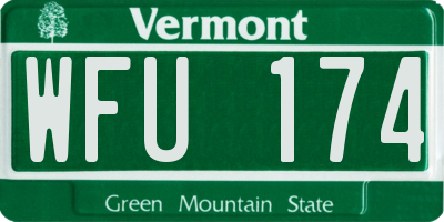 VT license plate WFU174