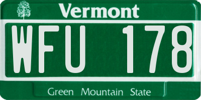 VT license plate WFU178