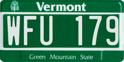 VT license plate WFU179
