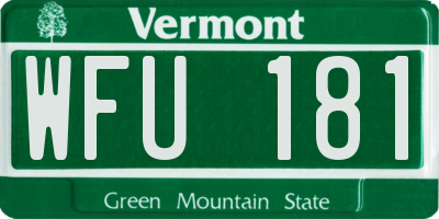 VT license plate WFU181