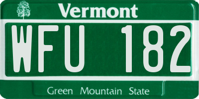 VT license plate WFU182